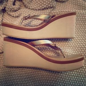 3/$30 or 20% off Aldo brand gold wedge flip flop